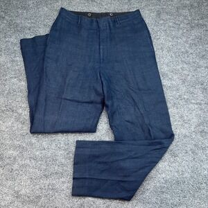 Polo Ralph Lauren Mens 34R (Actual 32x32) Flax Made In Italy Flax Navy Blue